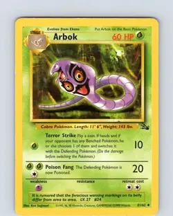 Pokemon TCG Arbok Fossil 31/62 Unlimited Uncommon Card WOTC Played HP - Image 1