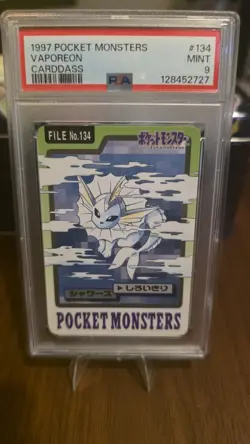 PSA 9 Mint Vaporeon No. 134 Carddass 1997 Japanese Graded Card - Image 1