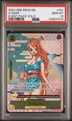 2024 ONE PIECE OP06 101 EVENT PACK VOL 5 O-NAMI PROMO CARD PSA 10 GEM MINT - Image 1