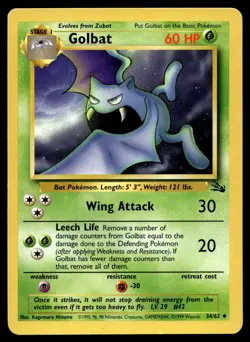 Golbat 34/62 Pokemon Card Fossil Uncommon 60 HP Lightly Played E13 - Image 1
