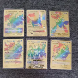 Lot of 6 Metal Pokemon Cards - Gold Foil - Charizard, Blastoise, Scizor VMAX - Image 1