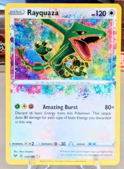 Pokemon Rayquaza 138/185 Sword & Shield: Vivid Voltage Amazing Rare Near Mint - Image 1