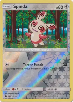 Spinda - 102/149 - Uncommon - Reverse Holo NM, English Pokemon Sun & Moon Base S - Image 1