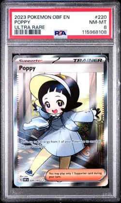 2023 Pokemon OBF EN Poppy Ultra Rare FULL ART 220/197 Double Rare PSA 8 NM-MT - Image 1