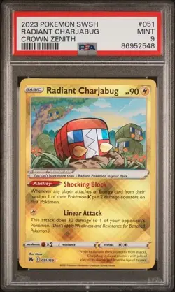 2023 Pokemon Crown Zenith Radiant Charjabug HOLO RARE PSA 9 MINT #051 - Image 1