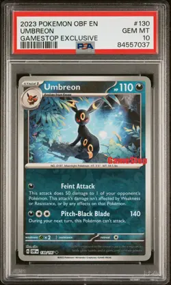 PSA 10 2023 Pokemon Umbreon 130/197 Obsidian Flames Gamestop Promo OBF EN - Image 1