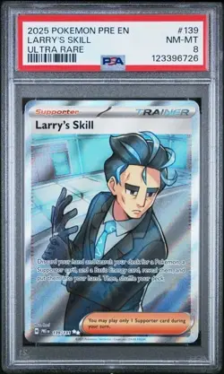 2025 Pokemon PRE EN Larry's Skill ULTRA RARE FULL ART 139/131 PSA 8 NM-MT - Image 1