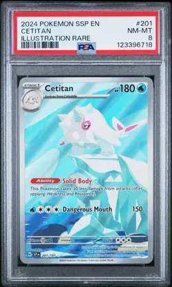 2024 Pokemon SSP EN Cetitan FULL ART Illustration Rare 201/191 PSA 8 NM-MT - Image 1