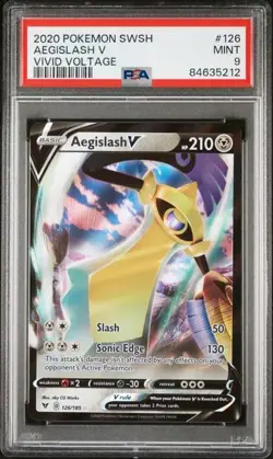 2020 Pokemon Vivid Voltage Aegislash V Extended Art ULTRA RARE PSA 9 MINT #126 - Image 1