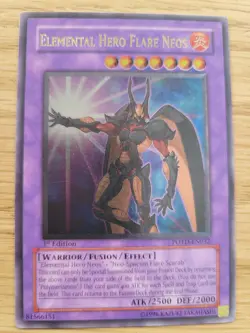 YUGIOH ELEMENTAL HERO FLARE NEOS POTD-EN032 ULTIMATE RARE 1ST EDITION 1996 NM - Image 1