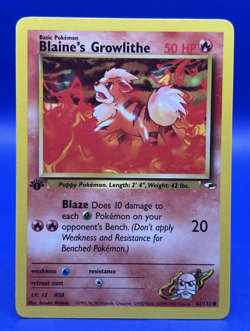 Pokemon Card Blaine's Growlithe Gym Heroes 62/132 1st Edition Common LP-NM - Image 1