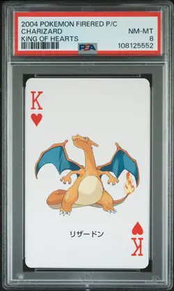2004 POKEMON FIRERED VERSION PLAYING CARDS KING OF HEARTS CHARIZARD PSA 8 - Image 1