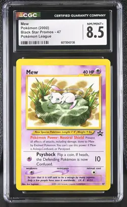 CGC 8.5 Lilypad Mew 2000 Black Star Promos 47 Pokemon League Pokemon Card - Image 1
