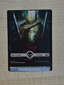 MTG Misprint Swamp / Island Full Art SNC Miscut - Image 1