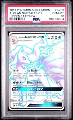 Pokemon PSA 10 Alolan Ninetales GX SV53/SV94 Hidden Fates Shiny Vault Gem Mint - Image 1