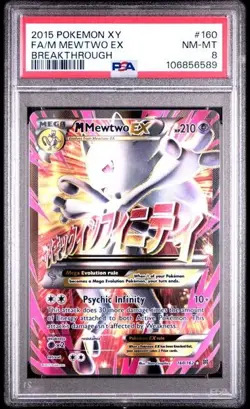 Pokemon PSA 8 M Mewtwo EX 160/162 Full Art Holo Rare XY Breakthrough NM - MT - Image 1