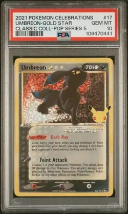 Pokemon PSA 10 Umbreon Gold Star 17/17 Celebrations Classic Collection Gem Mint - Image 1