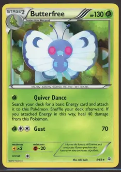 Butterfree Holo Rare 5/83 20th Anniversary Generations Pokemon Moderately Played - Image 1
