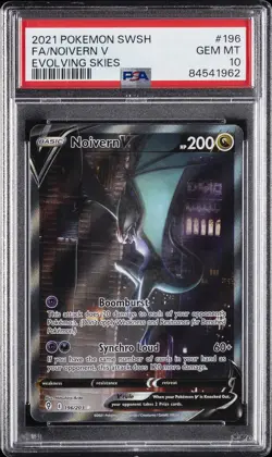 2021 POKEMON SWORD & SHIELD EVOLVING SKIES #196 FULL ART/NOIVERN V PSA 10 - Image 1