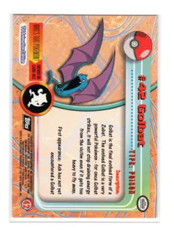 Golbat #42 Topps Series 1 TV Animation Edition Black Label Pokemon 1999 NM - Image 2