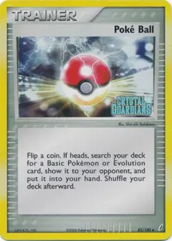 Poke Ball - 82/100 - Uncommon - Reverse Holo LP, English Pokemon EX Crystal Guar - Image 1