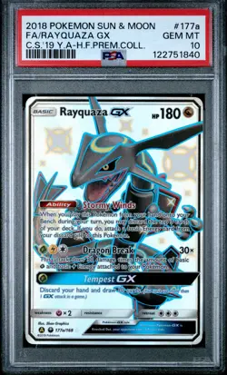 2018 POKEMON SUN & MOON CELESTIAL STORM #177A FULL ART/RAYQUAZA GX PSA 10 - Image 1