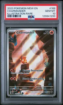 2023 POKEMON MEW EN-151 ILLUSTRATION RARE #168 CHARMANDER PSA 10 - Image 1