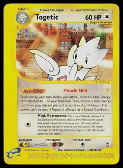 Pokemon Card - Togetic Aquapolis 39/147 Rare Non Holo - Image 1