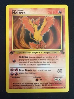 Moltres 27/62 Pokemon Card TCG 1st Edition Fossil Regular Non-Holo Rare LP - Image 2