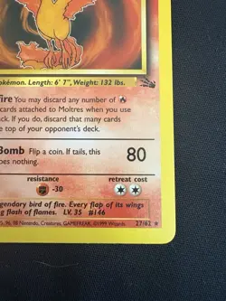 Moltres 27/62 Pokemon Card TCG 1st Edition Fossil Regular Non-Holo Rare LP - Image 4