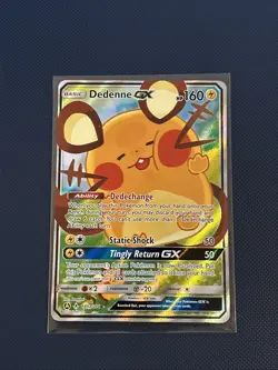 Pokemon TCG Dedenne GX Full Art Holo Card 195a/214 Unbroken Bonds - Image 1