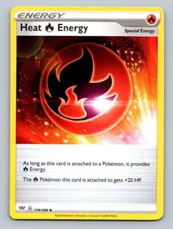 2020 Pokemon Card Darkness Ablaze Heat Energy 174/189 - Image 1