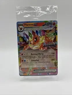 Flareon ex 014/131 Prismatic Evolutions Stamped Surprise Box Promo Card SEALED - Image 1