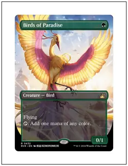 1x Birds of Paradise, Anime Borderless Art, Ravnica Remastered Magic MTG NM - Image 1