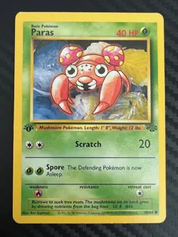 Pokemon TCG Paras Jungle 59/64 Regular 1st Edition Common MP - Image 1