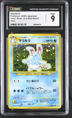 CGC 9 MINT Azumarill Japanese Neo Genesis 184 Holo Pokemon Card - Image 1