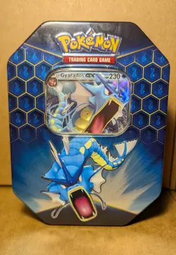 Pokemon TCG Hidden Fates Gyarados GX Tin Opened With Promo - Image 1