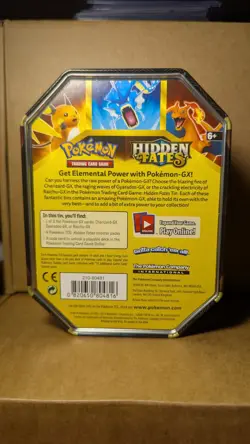 Pokemon TCG Hidden Fates Gyarados GX Tin Opened With Promo - Image 2