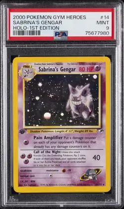 2000 POKEMON GYM HEROES HOLO-1ST ED #14 SABRINA'S GENGAR PSA 9 - Image 1