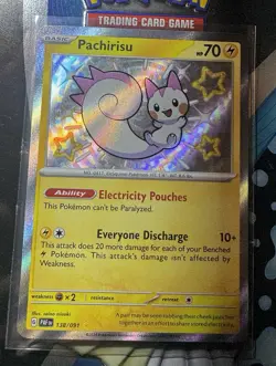 Pokemon TCG Pachirisu 138/091 Paldean Fates Baby Shiny Holo Rare Card NM - Image 1