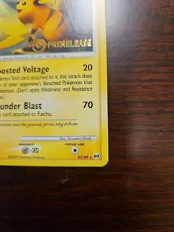 Pokemon Raichu Prerelease Stamp Promo Platinum Arceus Set 27/99 NM Card - Image 2