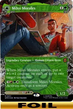 1x - Miles Morales - FOIL BORDERLESS #211 - Marvel's Spider-Man - NM MTG - Image 1