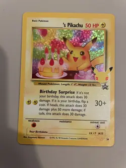 Birthday Pikachu #24 Holo 25th Anniversary Pokemon Celebrations - NM - Image 1