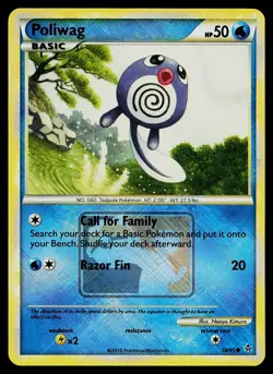 Pokemon Card - Poliwag Crosshatch Unleashed League Promo 58/95 Reverse Holo - Image 1
