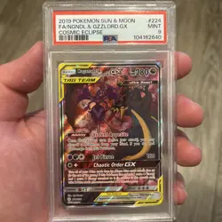 2019 POKEMON SUN & MOON COSMIC ECLIPSE FULL ART/NAGANADEL & GUZZLORD GX PSA 9 - Image 1
