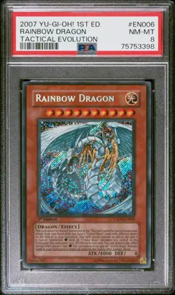 2007 YUGIOH 1ST ED TAEV-EN006 RAINBOW DRAGON SECRET RARE PSA 8 NM #75753398 - Image 1