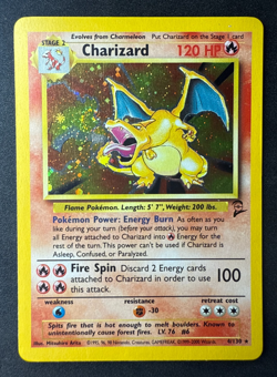 Charizard Holo Base Set 2 #4 Pokemon Card TCG LP/MP HOLO SWIRL - Image 1