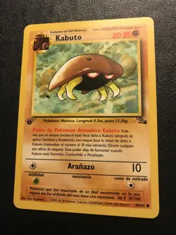 Spanish Kabuto 50/62 LP 1st Edition Fossil Pokemon Card. Ships Fast w/Tracking! - Image 1