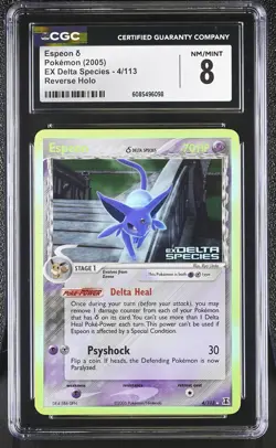 CGC 8 Espeon 2005 EX Delta Species 4/113 Reverse Holo STAMPED Pokemon Card - Image 1