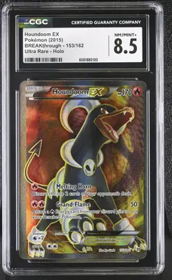 CGC 8.5 Houndoom EX 2015 BREAKthrough 153/162 Ultra Rare Holo Pokemon Card - Image 1
